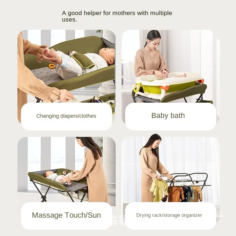 Stable Upgrade Multi-functional Baby Diaper Changing Tables, Foldable Press Touch Five-speed Adjustable Changing Table for Baby