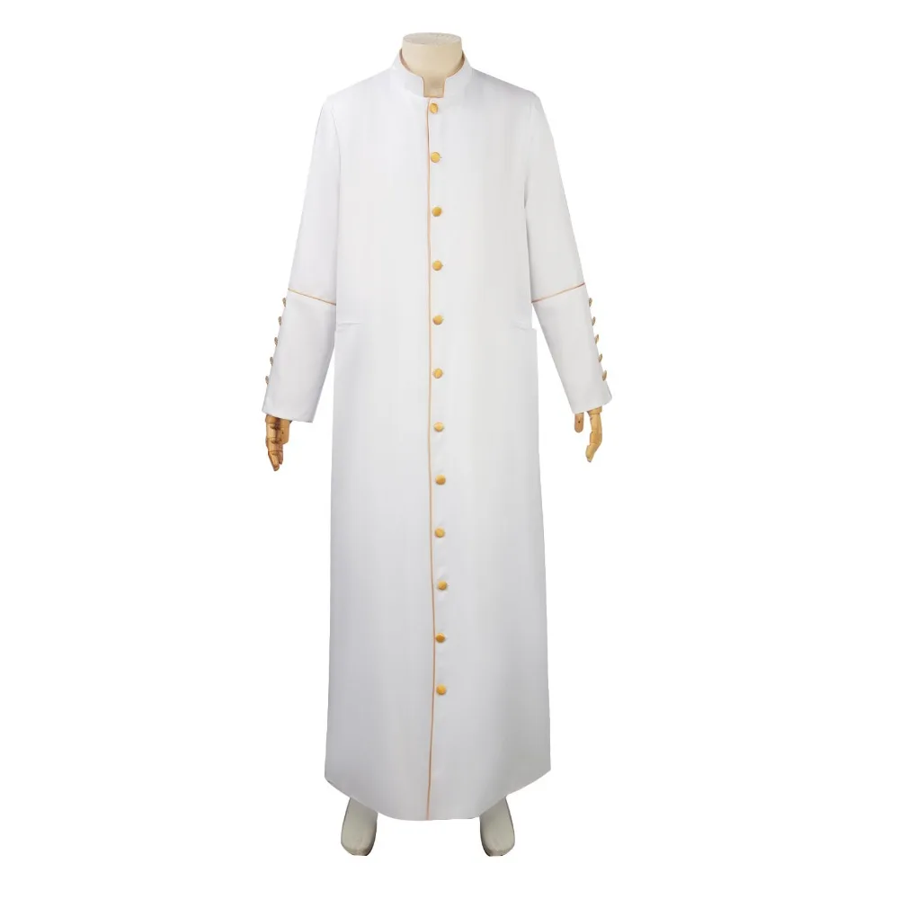 Victorian Clergy Robe - Elegant Full-Length Worship Gown with Stand Collar,Sacred Service Attire - Classic Ministerial Gown