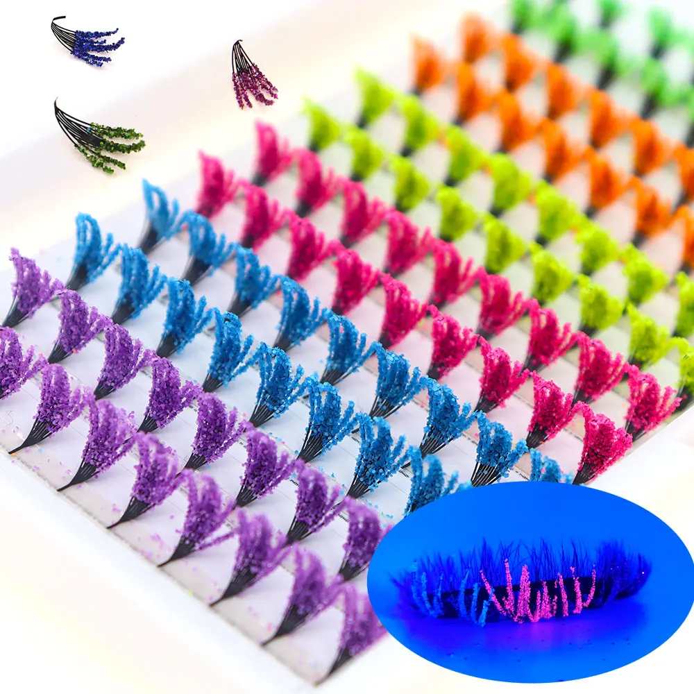 120-Piece Fluorescent/COLORFUL Shiny Dust Eyelashes Lightweight for Halloween Christmas Masquerade Parties Festive Shows