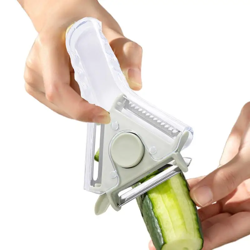 Stainless Steel Multifunctional Peeler 3-in-1 Small Vegetable Grater Switchable Handheld Potato Peeler With Hole Digging Spoon