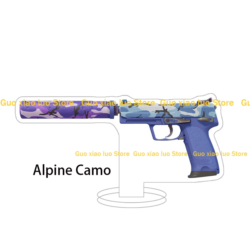 Guo Xiao Luo CS2 Game weapon Pistols model USP-S Alpine Camo Check Engine Printstream Whiteout acrylic stand ornament Boys gift