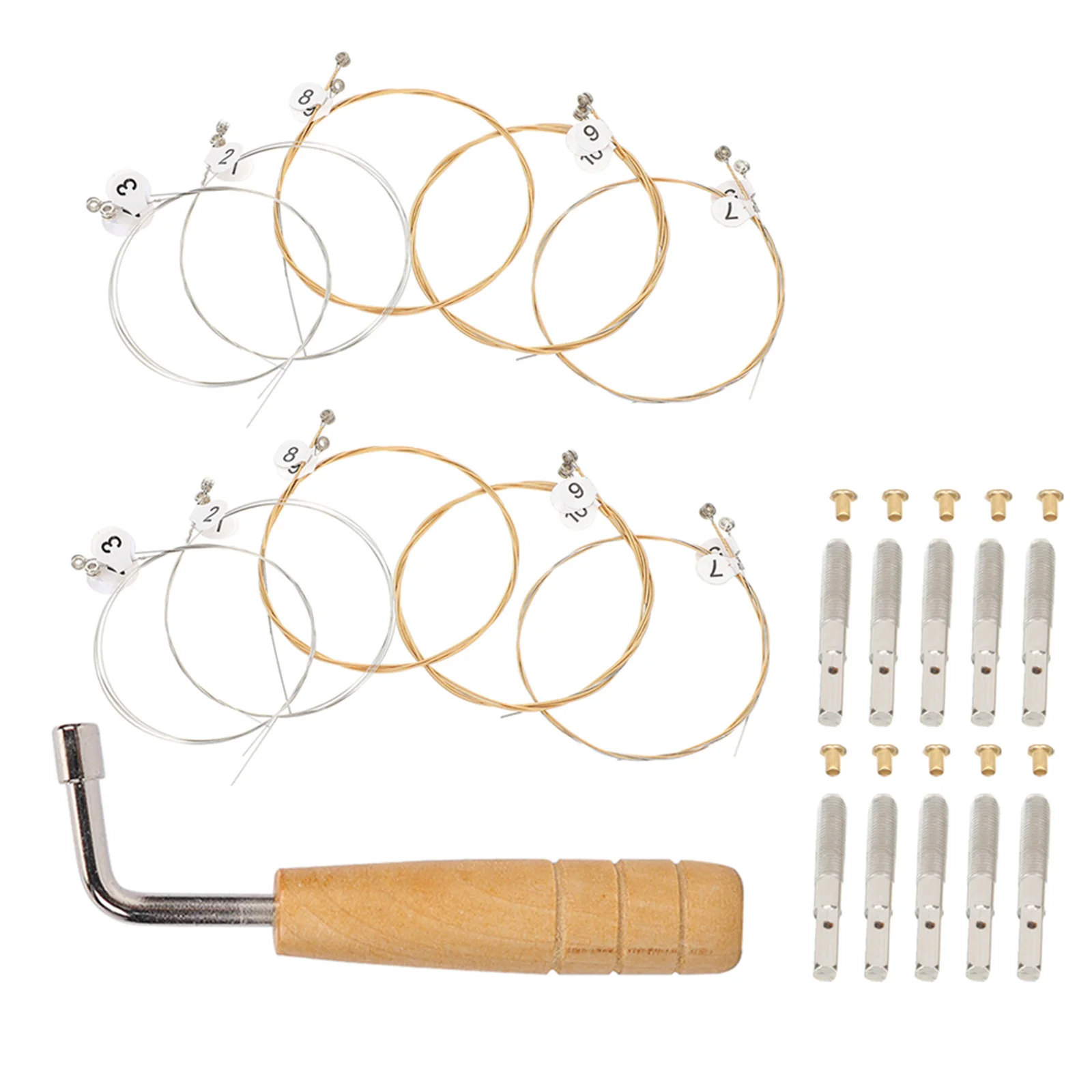 1 set 1 Set Lyre Strings Replacement Kit Durable Steel Strings For Lyre Harp Tuning Pegs Accessories String Pin Nail Full Set