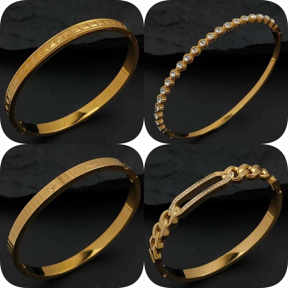 

Fashionable solar zircon stainless steel gold-plated bracelet for women, waterproof and non-fading bracelet, gift for wife