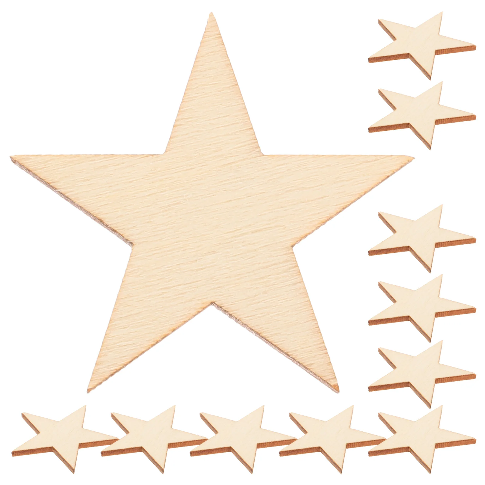 50 Uds. De virutas de madera en forma de estrella, recortes artesanales sin terminar de 40Mm para pintura DIY, adornos hechos a mano, decoración para fiesta en casa y boda