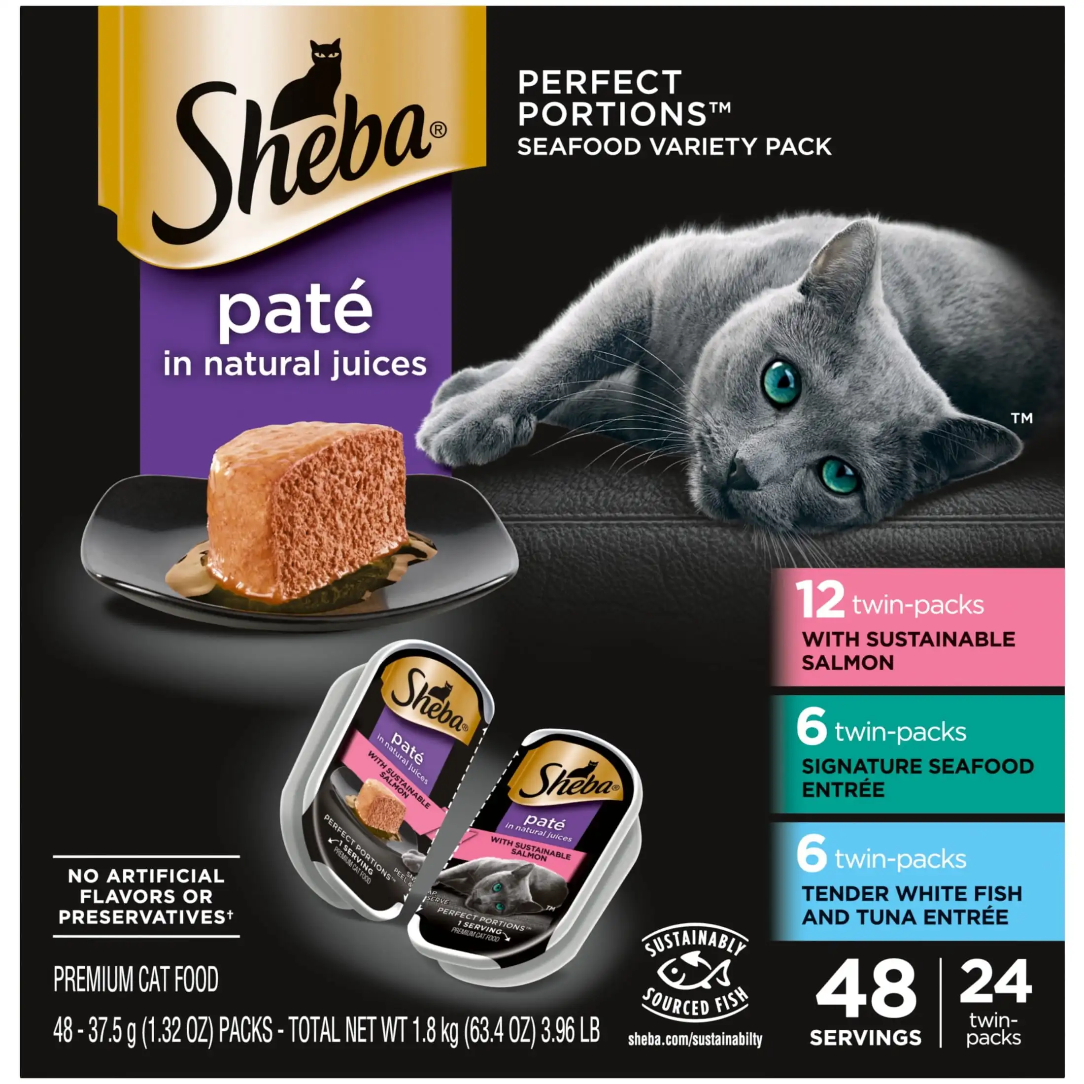 

Sheba Perfect Portions Wet Cat Food Paté Variety Pack, 2.6 Oz., 24 Twin-Pack Tray
