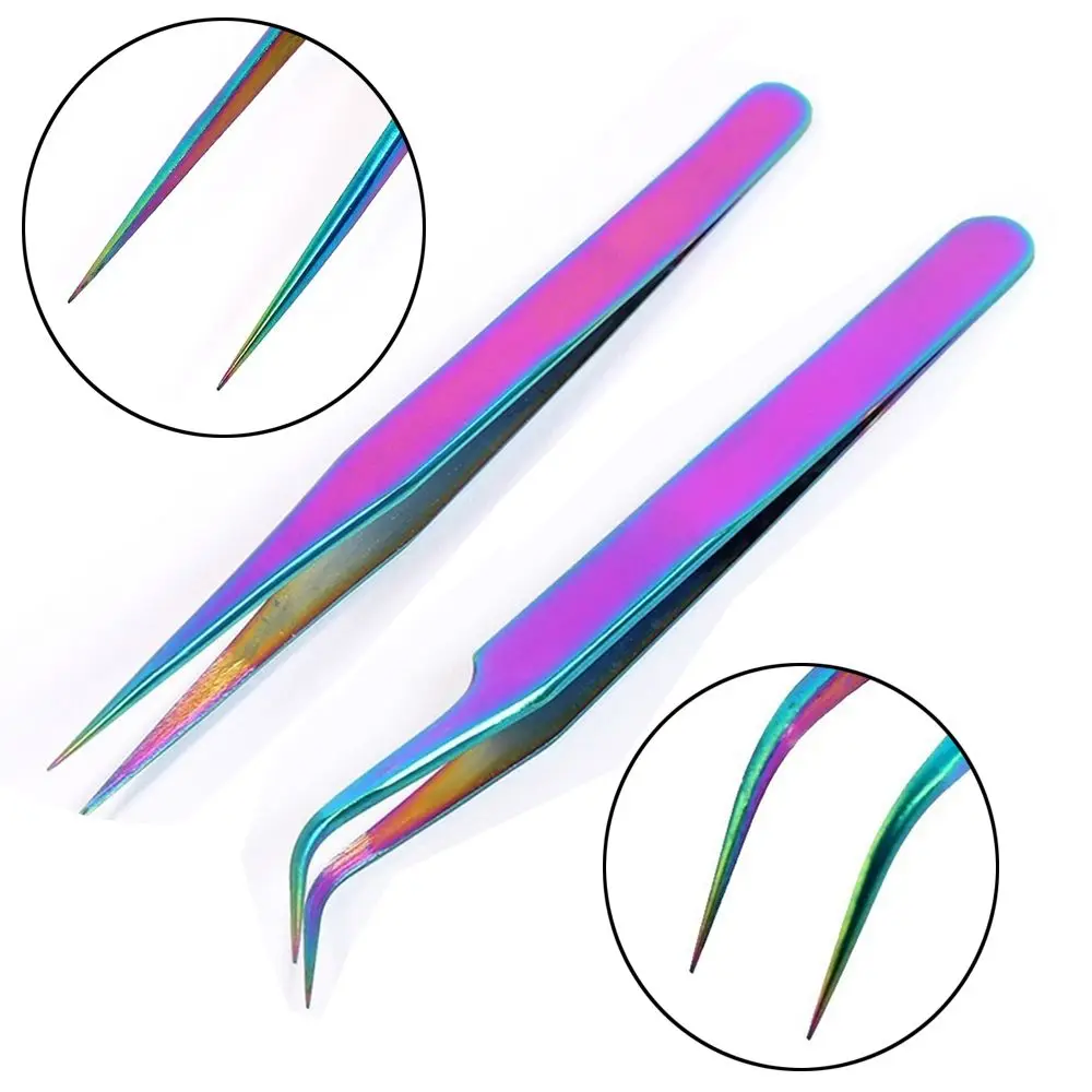 Hoogwaardige Roestvrijstalen Nail Art Levert Valse Wimpers Wimpers Pincet Clip Applicator Extension Tools