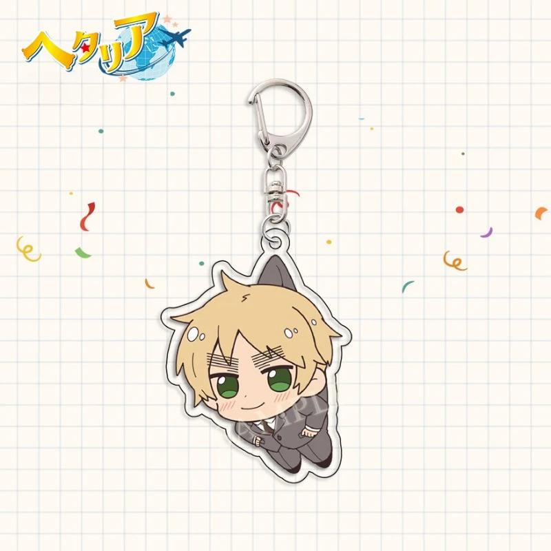 Cartoon Hetalia Powers Figures Acrylic Key Chain Vargas West Honda Kiku Nataliya Arlovskaya Arthur Key Ring Anime Keychains Toy