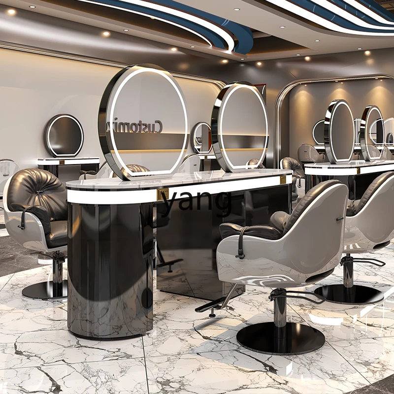 

Yjq Barber Shop Dressing Table for Hair Salon Stainless Steel Scissor Hair Mirror Hot Dyeing Floor Dressing Table