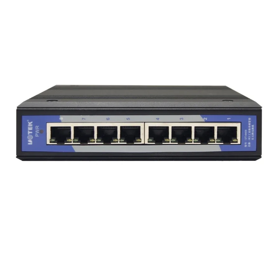 UT-6408 8 พอร์ตเกรดอุตสาหกรรม non-managed Ethernet switch 10/100Mbps auto negotiation full duplex half duplex Auto MDI/MDI-X