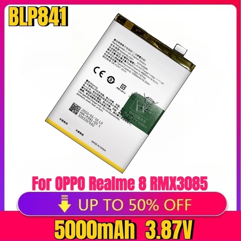 New 5000mAh High Quality Replacement BLP841 Battery For OPPO Realme 8 RMX3085 Mobile Phone Battery + Free Tools