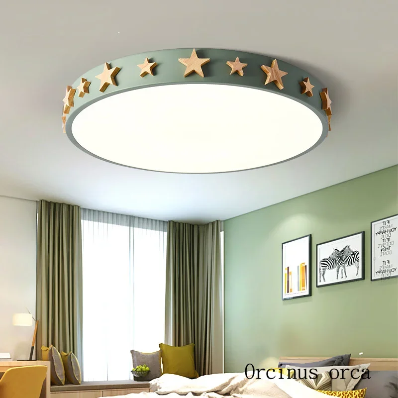 Cartoon creative color log LED ceiling lamp living children's room lamp modern simple star ceiling lamp free shipping