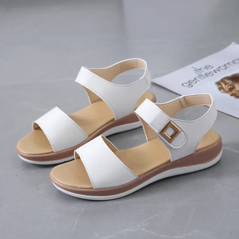 2024 New Women Sandals Comfy Roman Wedge Sandals Low Heels Beach Shoes Retro Women\'s Fashion Sandalia