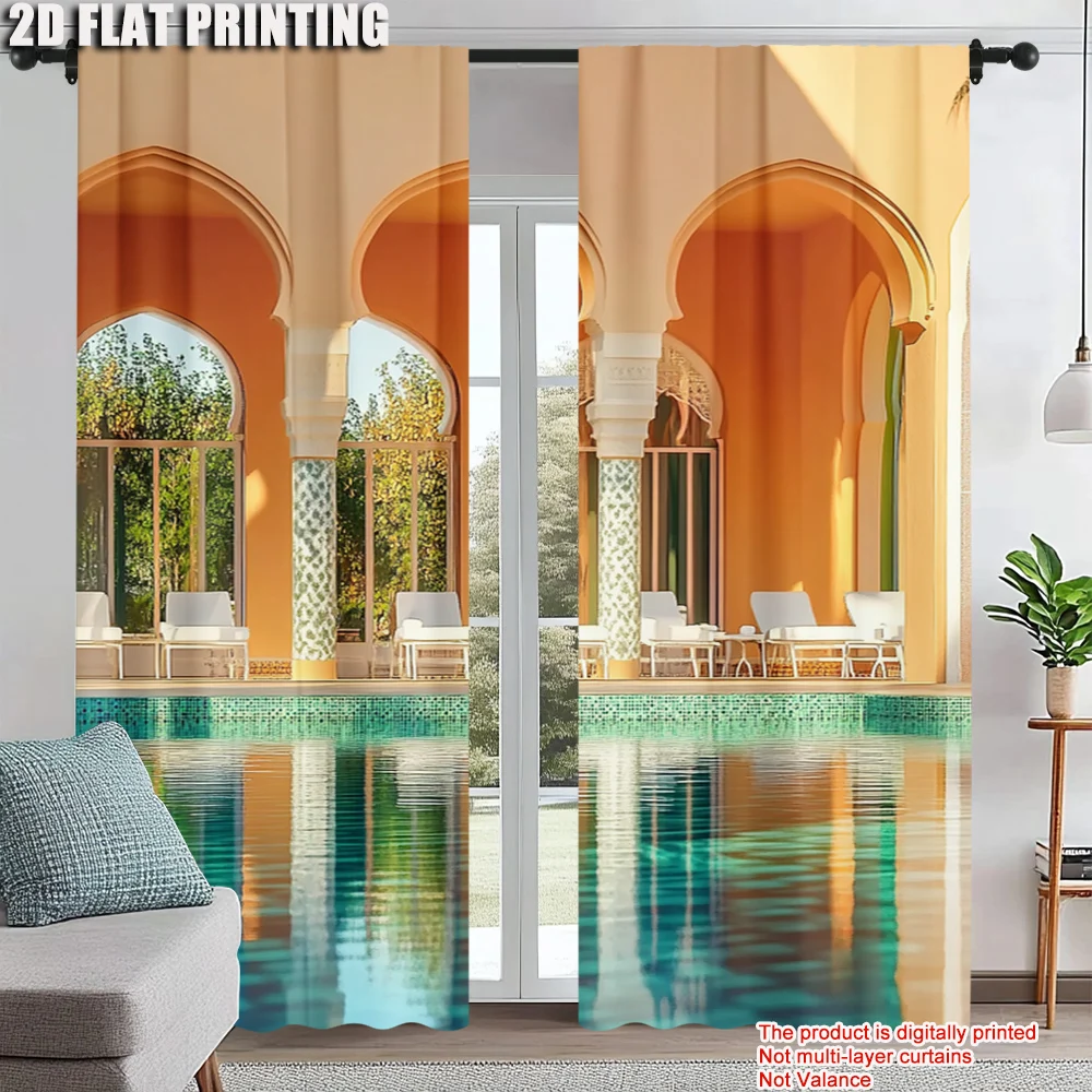 

2pc, Window Curtains Colorful fashion Durable 100% Polyester Fabric,Without Electricity Birthday Party Perfect for College