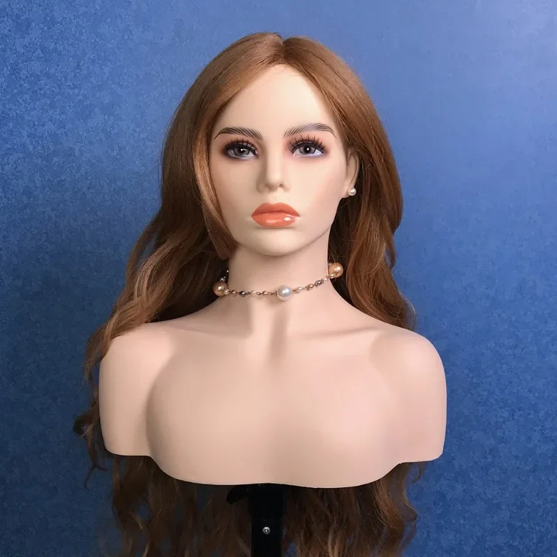 Realistic Female Mannequin Head with Shoulders Plastic Manikin Doll Heads for Wigs Earrings Hat Sunglassess Display