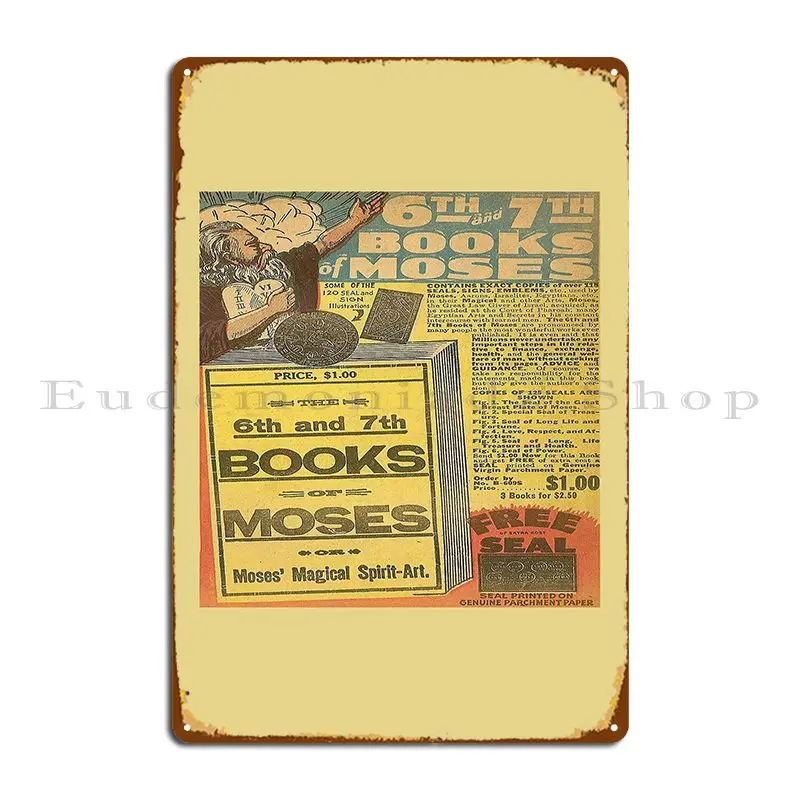 The 6th And 7th Book Of Moses Vintage Advertisement Hoodoo Metal Plaque Poster Customized Mural Design Wall Cave Tin Sign Poster