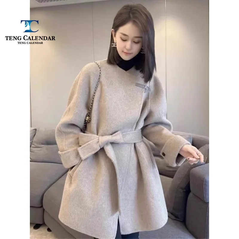 

Double Sided Cashmere Coat, Medium To Long High-end Small Loose Woolen Coat, Women's 2024 Autumn and Winter New Style