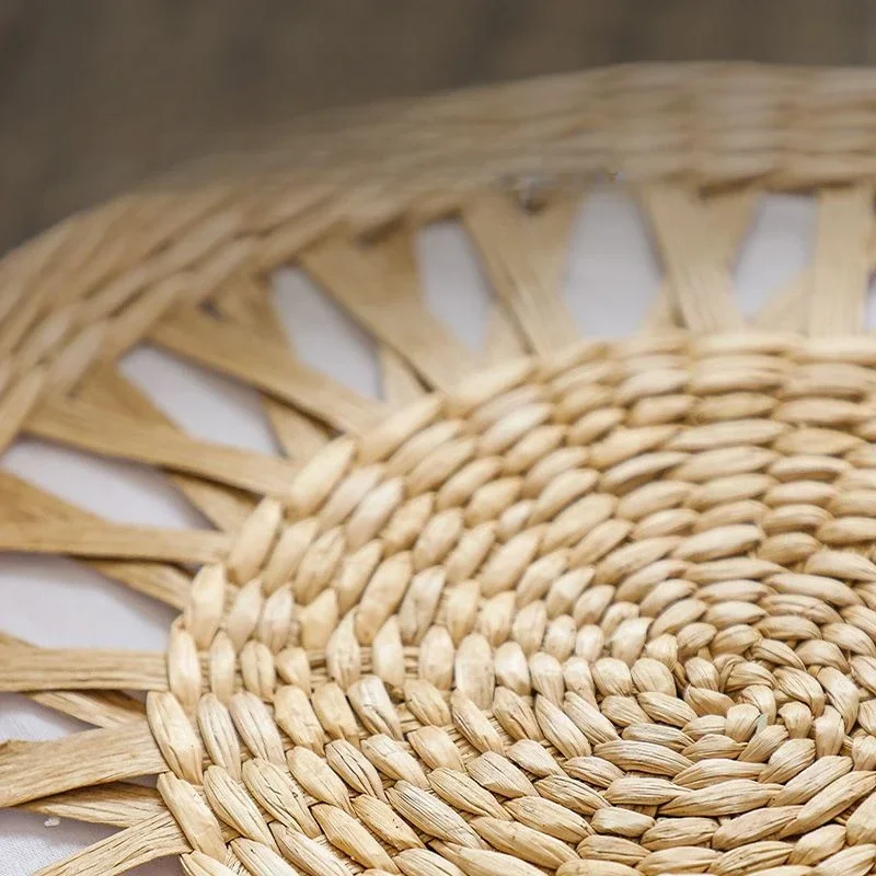 Small Mobile Stool Weave Beach Living Room Round Footrest Hallway Luxury Ottomans Bedroom Taboret Nordic Coffee Table Art image 5