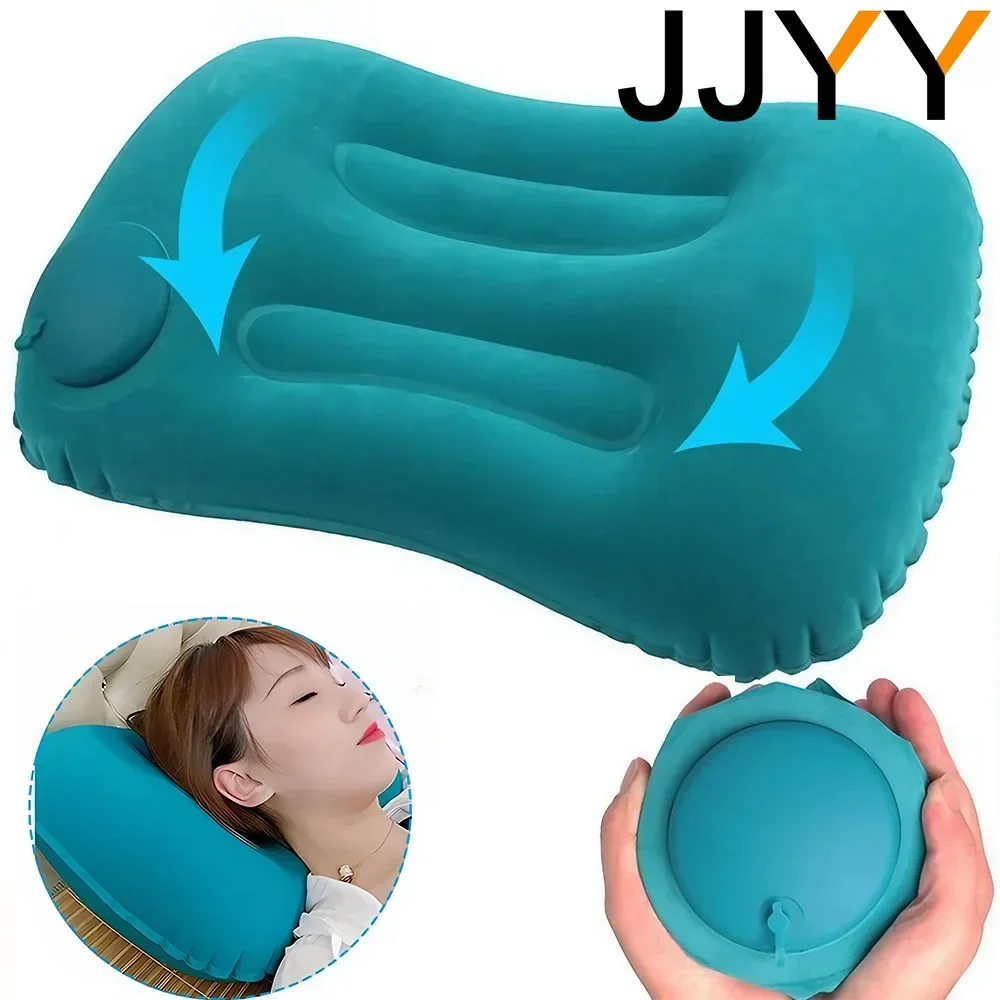 Travel Inflatable Pillow for Airplanes and Cars, Neck Support Cushion, Foldable and Portable, Ideal for Home Office Use