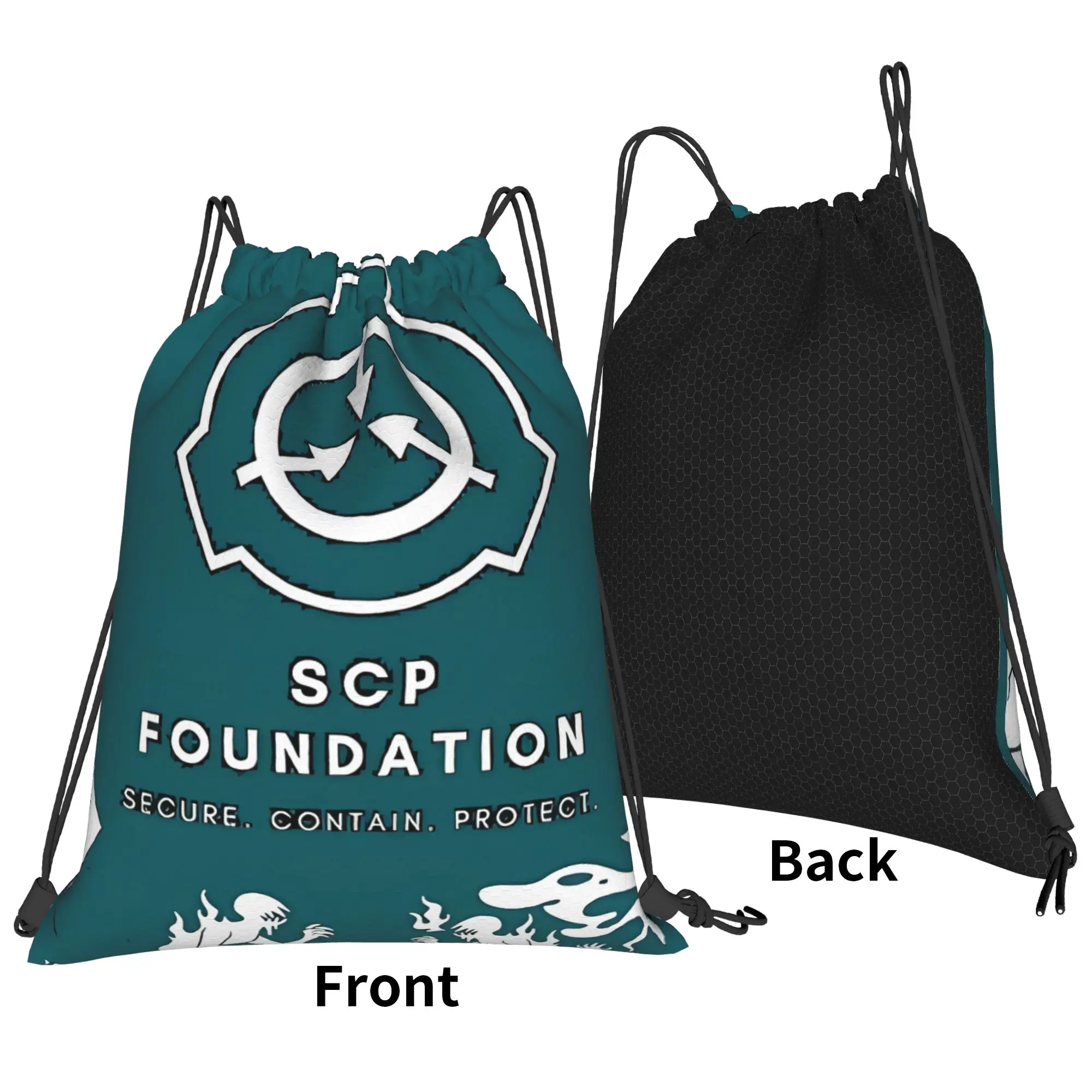 horror aesthetic SECURE. CONTAIN SCP Foundation Portable Hiking Drawstring Bags Riding gym Backpack gift Storage Backpacks