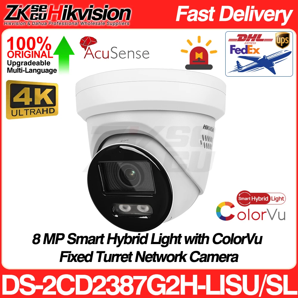 

Hikvision DS-2CD2387G2H-LISU/SL 8MP 4K Smart Hybrid Light ColorVu IP Camera Strobe Light Audible Warning Acusense Surveillance