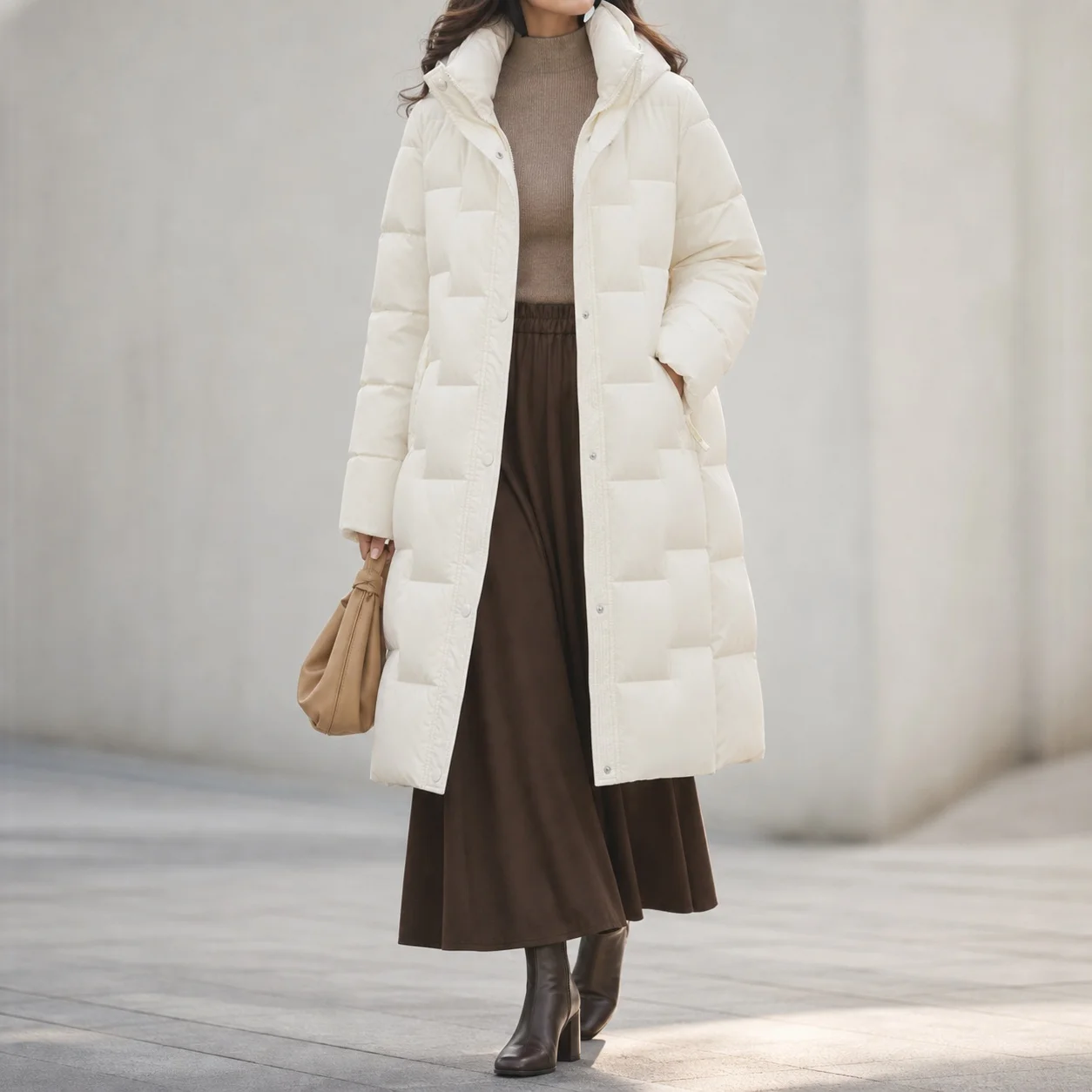 Women's Hooded Cargo Padded Jacket Long Sleeve Loose Fit Zipper Closure Solid Color Casual Coat Female Down Coats And Parkas