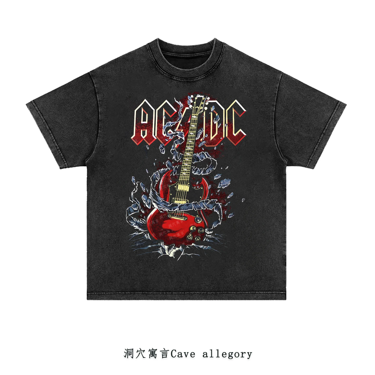 

Нишевая футболка с круглым вырезом и короткими рукавами из чистого хлопка с принтом в стиле ретро рок-группы ACDC Heavy Metal для мужчин