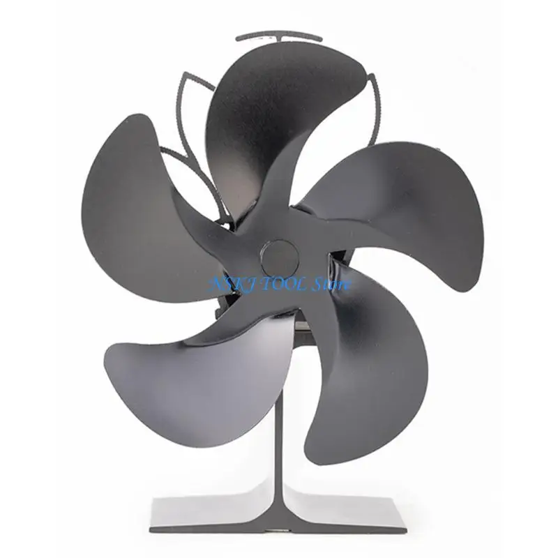 L8RC 122 درجة فهرنهايت مروحة موقد ذات 5 شفرات تبدأ بالخشب الصامت الذي يعمل بالحرارة وهادئ ومنخفض الصيانة #4