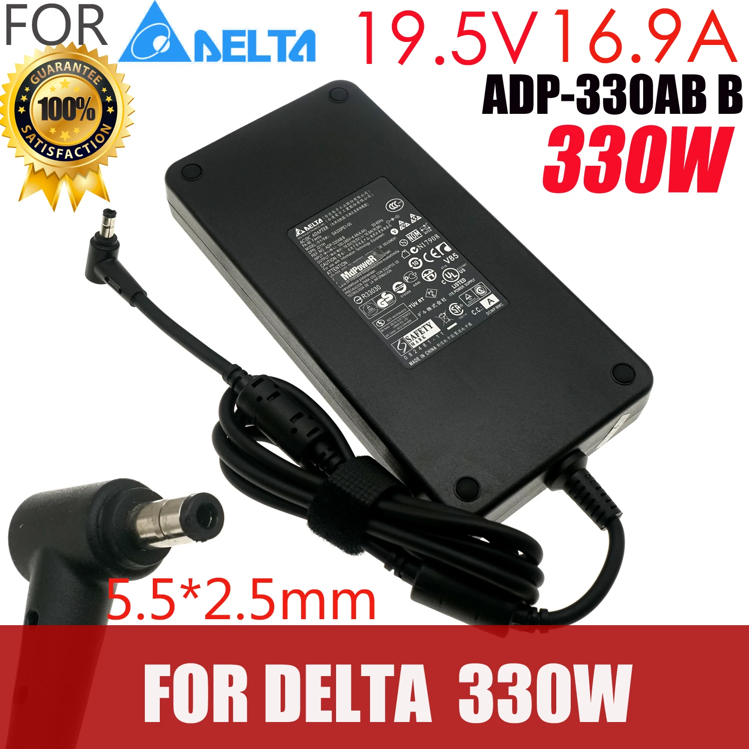 New Delta 330W Charger 19.5V 16.9A 5.5x2.5mm ADP-330AB D AC Adapter for MSI X8ti X10ti for Mechrevo X10ti Laptop Power Supply