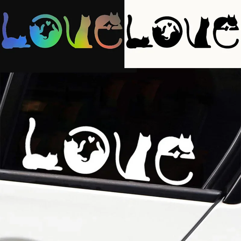 15x4.5cm Cute Kitty Cat Pattern LOVE Car Sticker Auto Body Bumper Window Motorcycle Laptop Wall Vinyl Film Decal Car Accessories