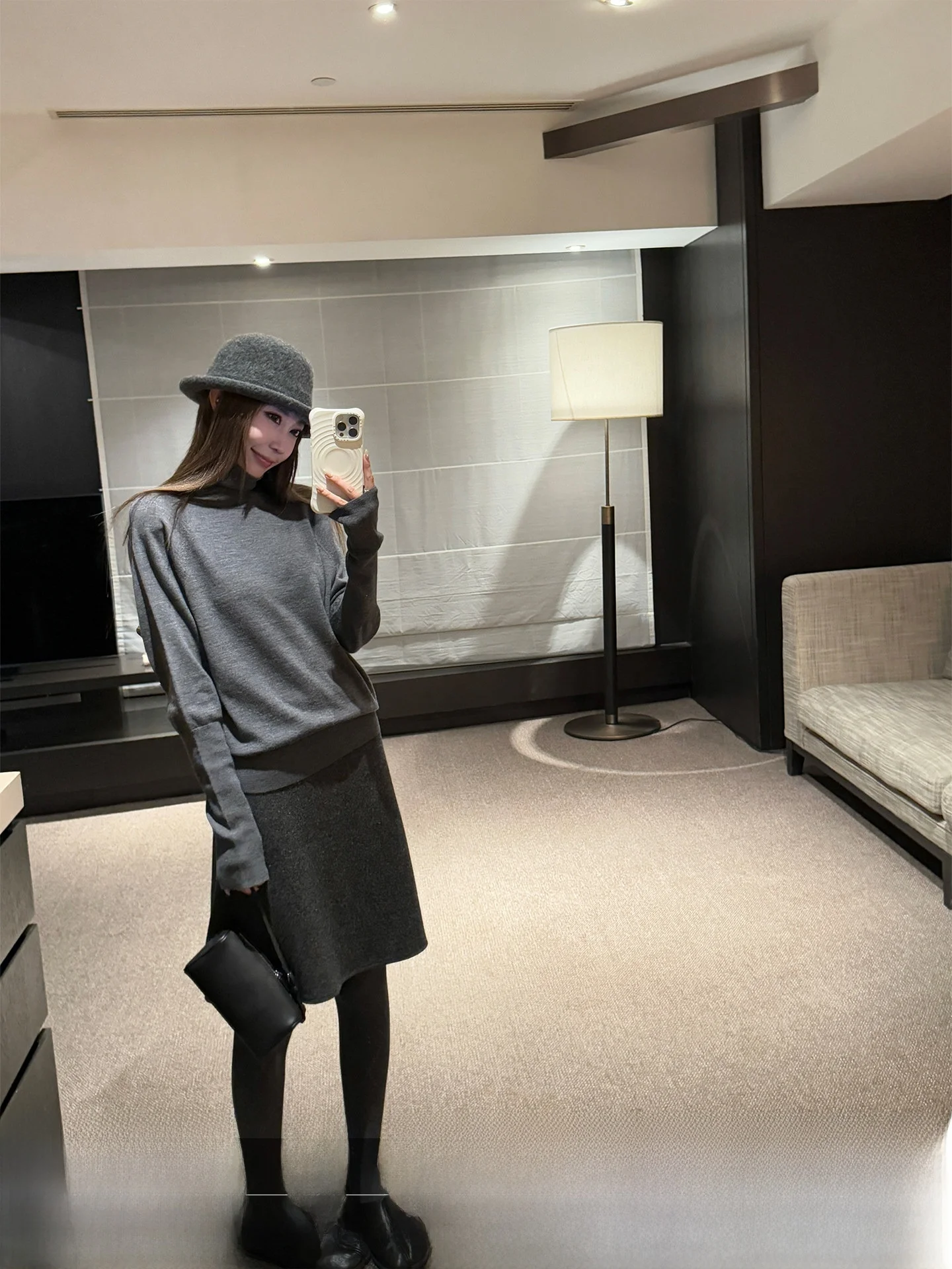 

Carbon ey A-Line Skirt Women's Wool Blend Slimming Winter Faion High Waist Commute Sle Casual Loose Fit Chinese Design