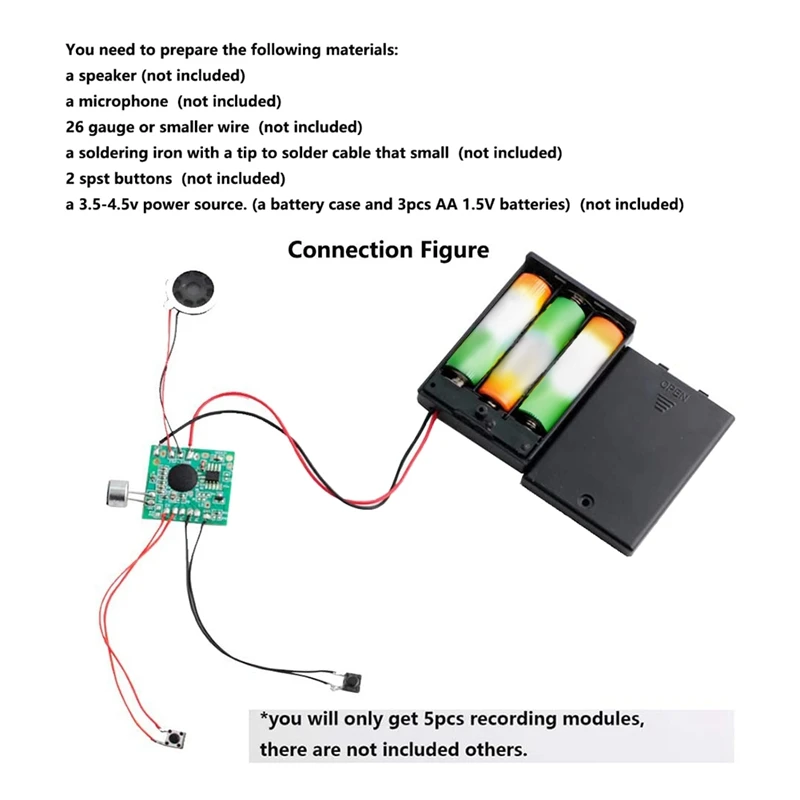 5PCS 30S Seconds Voice Playback Board Electronic Greeting Card Recorder Sound Module Chip Music Talking Recordable