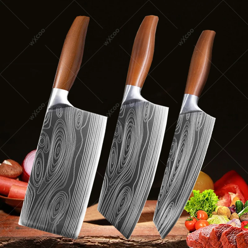 High Hardness Boning Knife Chef Professional Kitchen Knife Damask Pattern Meat Cleaver Stainless Steel Kitchen Tool Accessories