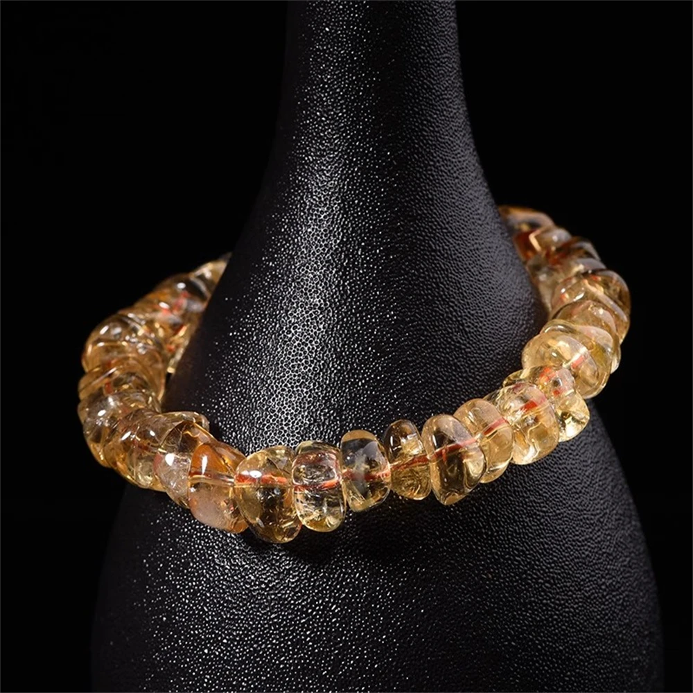 Natural Brazilian Citrine Irregular Beaded Stretch Bracelet Raw Stone Positive Energy Spiritual Jewelry Unisex Adjustable Gift