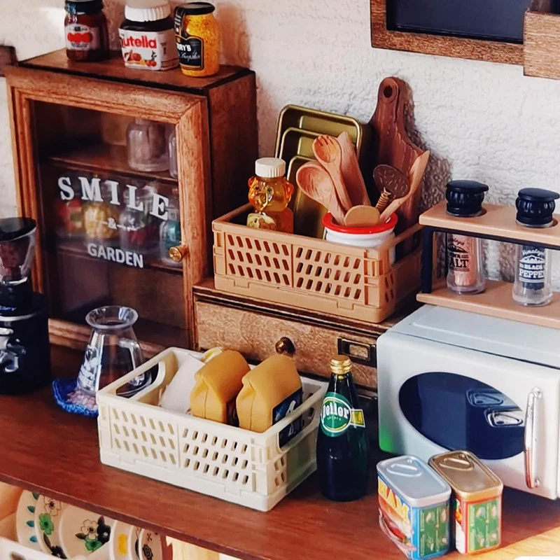 1/12 دمية سلات تخزين صغيرة بيت الدمى الخبز سلة الغذاء دمية اكسسوارات الديكور