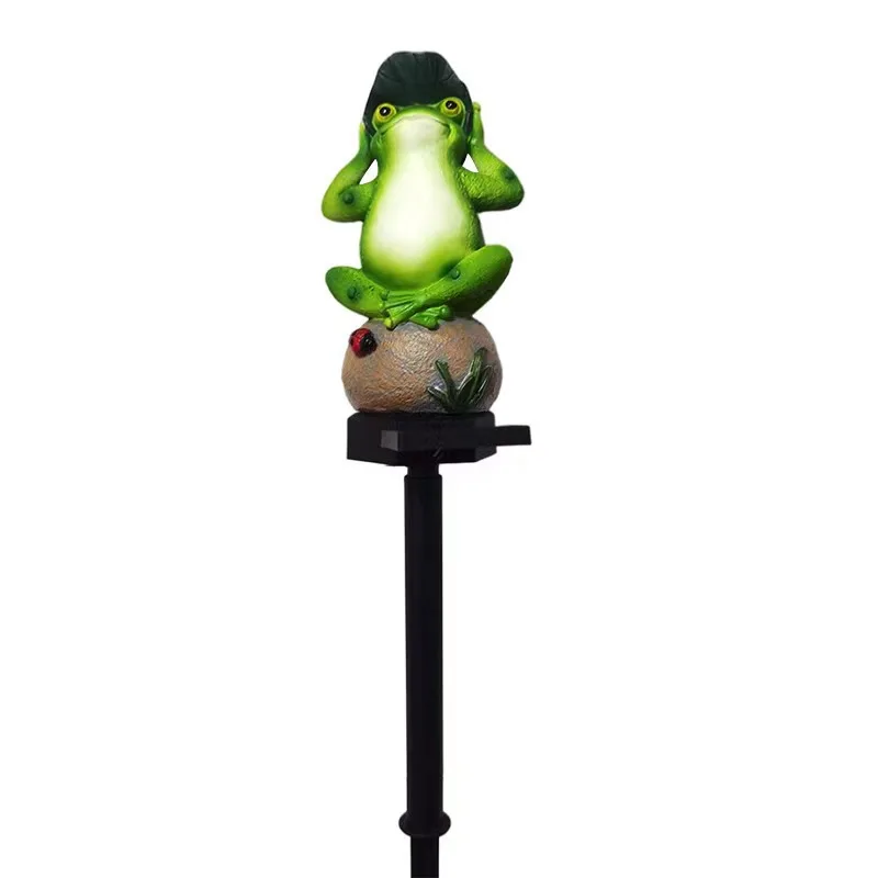 Outdoor Solar Led Lights Resin Frog Statue Solar Lawn Lamp Waterproof Stake Lights For Gardens Balconies Home Decoration