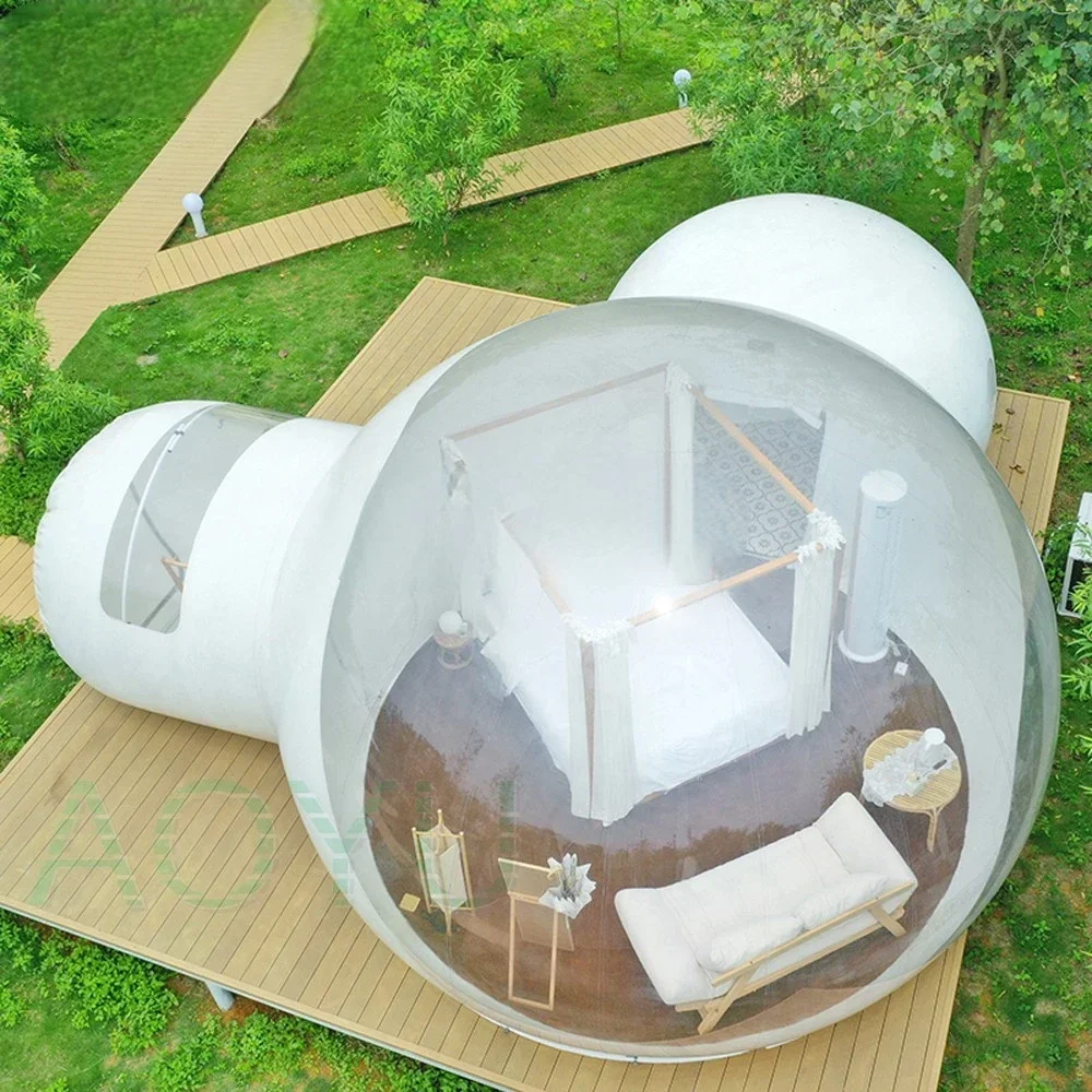 PVC Inflatable Bubble Tent with Tunnel Bathroom for Yoga Training Clear House Ten Outdoor Durablets Dome Shaped Camping Hotel