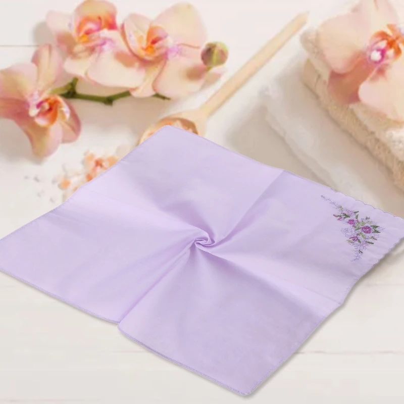 Floral Embroidery Sweat Wiping Handkerchief for Kids Men Women Elderly Handkerchief Pocket Handkerchief for Wife Mom