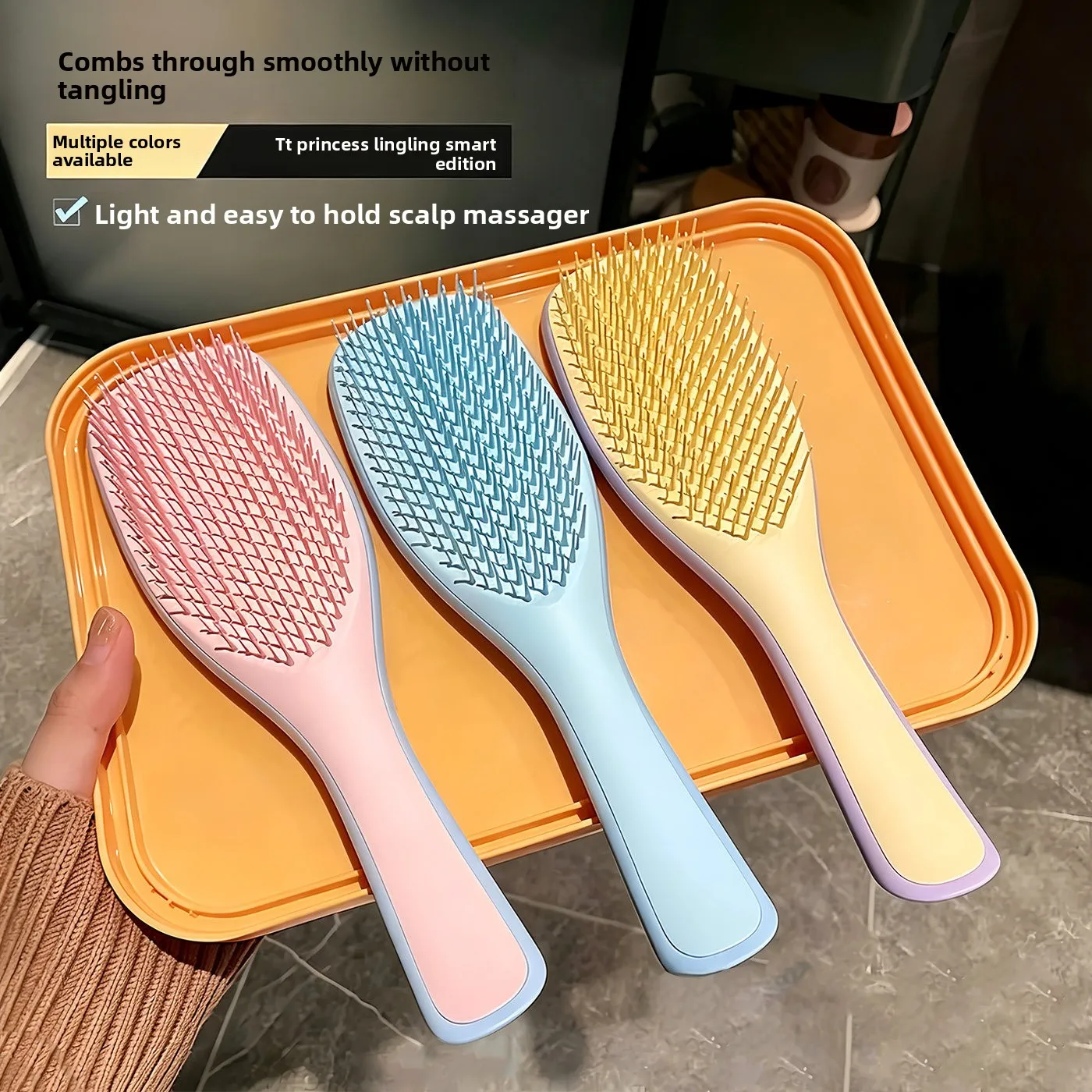 Long handle fluffy smooth hair comb knotted special long handle massage concubine long hair tt lady dexterity universal
