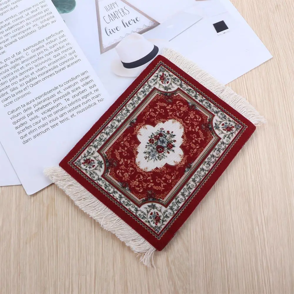 

Photo Props Non-slip Retro Pattern Table Decor Desk Cushion Persian style Placemat Table Mat Coaster Cup Pads