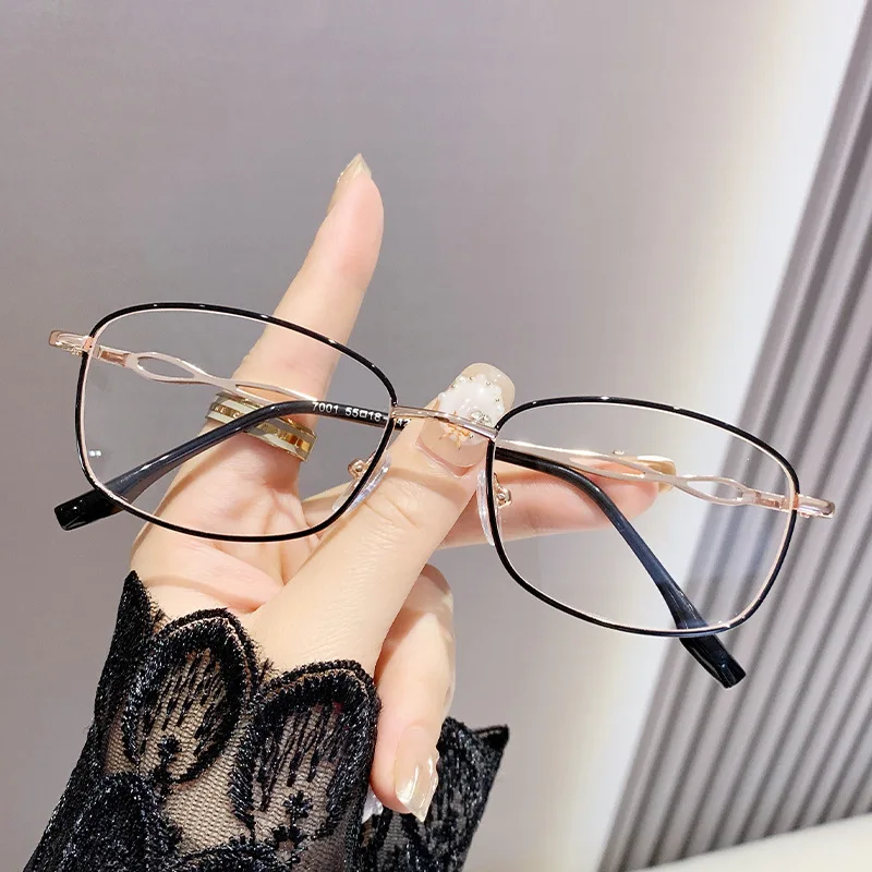 Neue Schwarze Eckige Computerbrille mit Metallrahmen für Damen und Herren, Anti-Blaulicht Rechteckige Brillen, Optische Schutzbrille