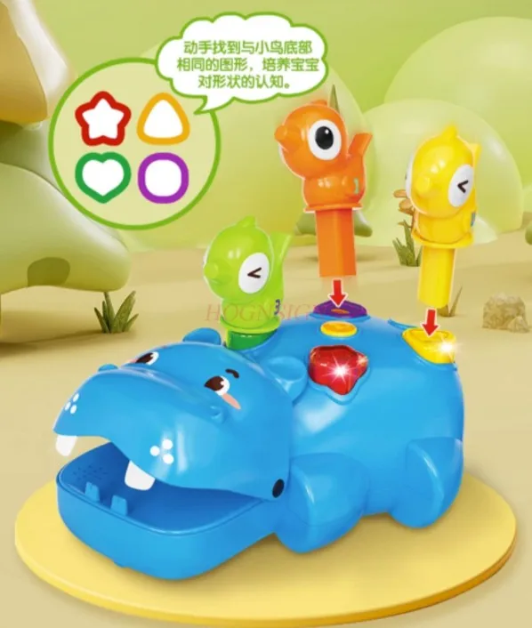 Juguetes musicales para golpear hipopótamo, máquina de juego de marmota para niños, máquina de marmota con martillo para golpear rompecabezas para niños