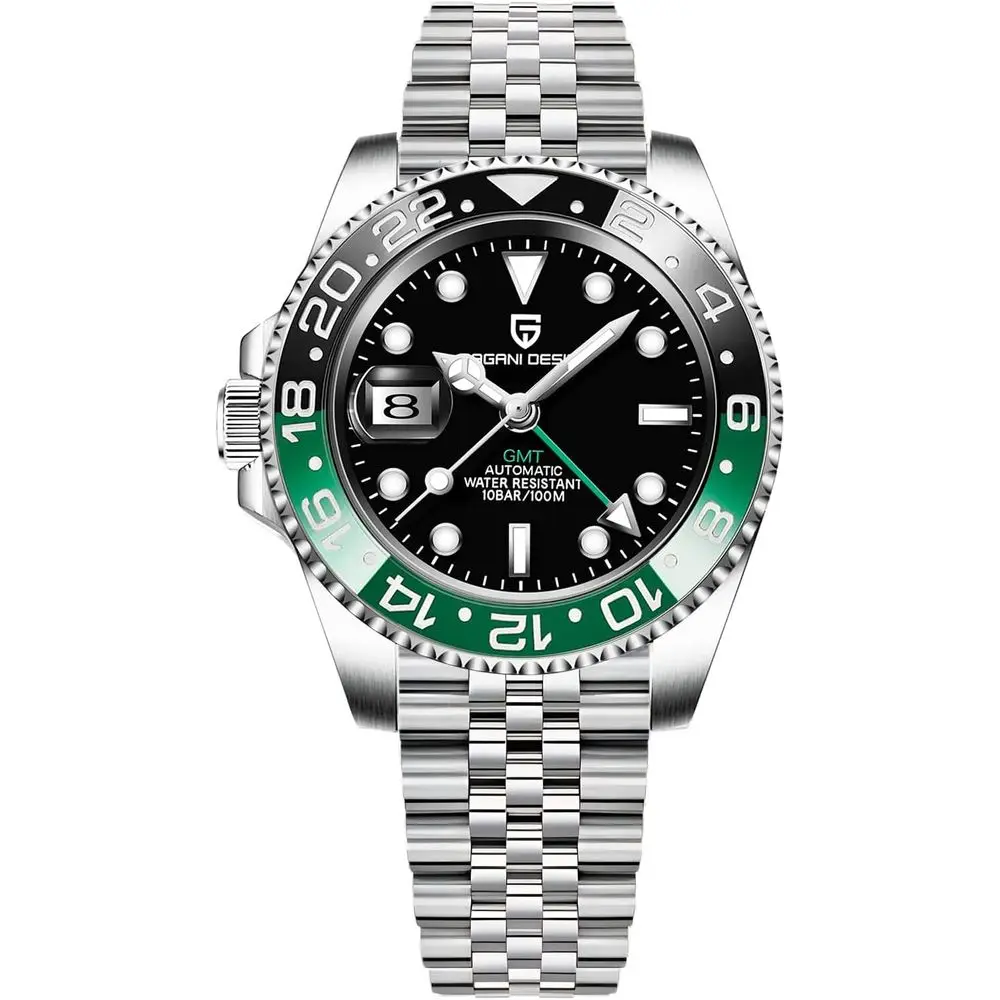 

Мужские автоматические часы BY BENYAR Design GMT - Модные механические часы из нержавеющей стали - Часы с сапфировым стеклом для мужчин