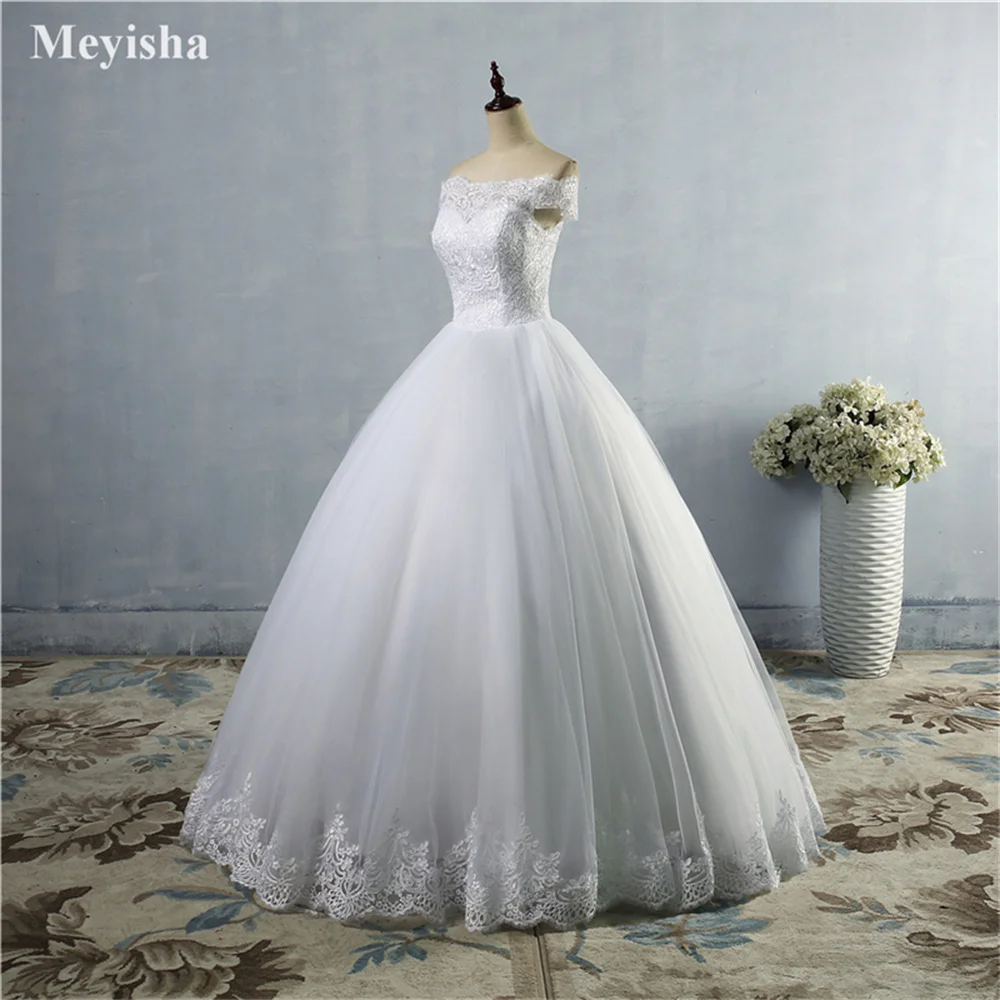 ZJ9097 Customized New White Ivory 2026 Wedding Dress For Brides With Lace Edge Plus Size Maxi Formal Off The Shoulder Gown