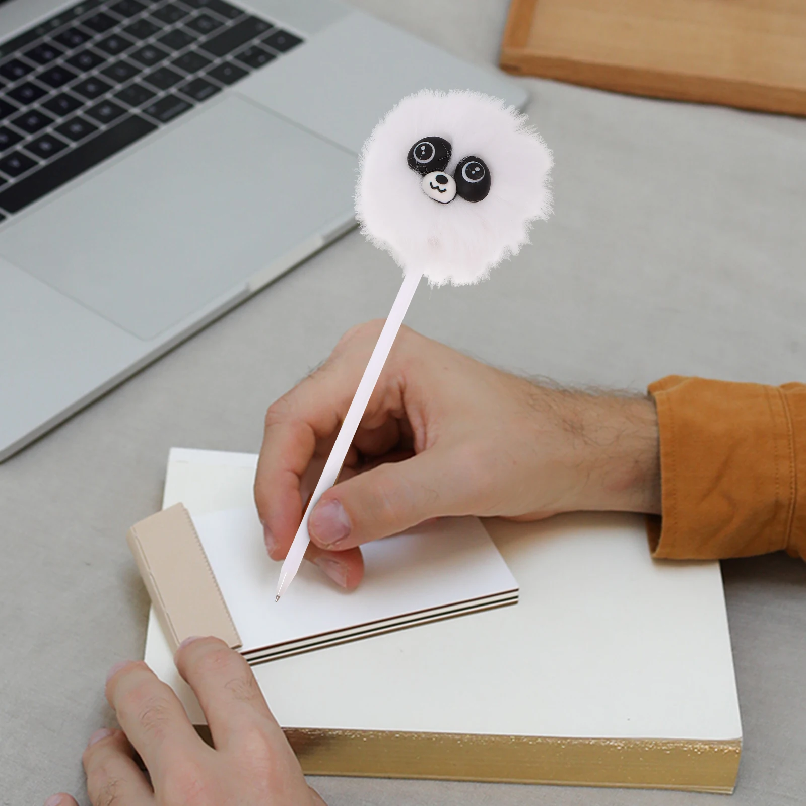 

6pcs Adorable Ballpoint Pens With Pom Pom Toppers Cute Writing For Students Smooth Ink Portable Cartoon Ball