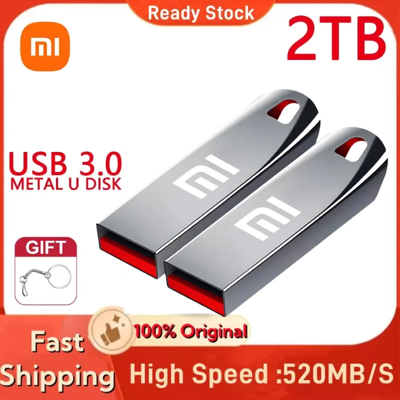 XIAOMI-Pen Drive USB Impermeável, Pen Drive de Alta Velocidade, Metal Pendrive, PenDrive USB Tipo C, Dispositivos de Armazenamento de Computador, 512GB, 1TB, 2TB, 128 GB