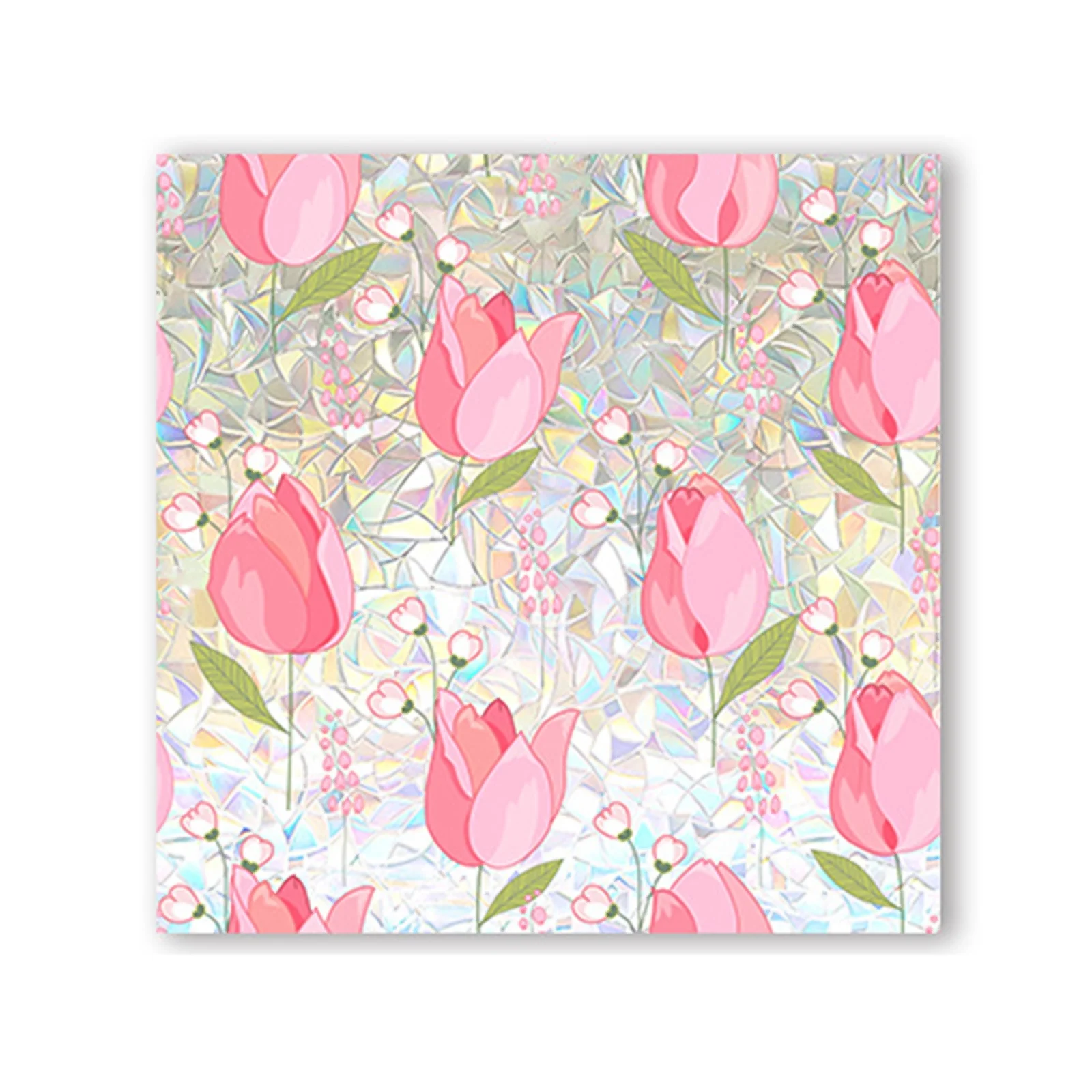 PVC Wall Stickers Tulip Wall Decals Flower And Colorful Butterfly Wall Sticker Pink Floral Art Glass Window Decals Home Decor