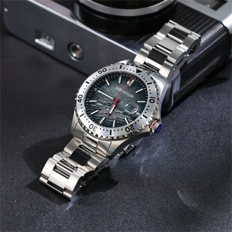 MOEMTON Original Men\'s mechanical watch Sapphire glass luxury  watch 10bar 100M waterproof sports diving watch   Stainless steel