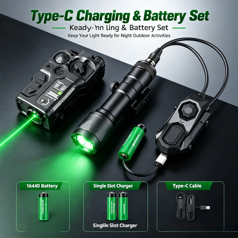Portable Green LED Light Module High Bright Focused Beam Adjustable Holder With Switch Outdoor Activity Supply