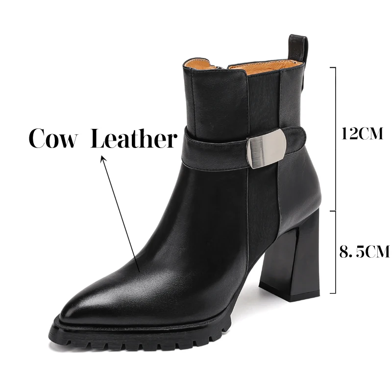 TULING JUN Winter 2024 Concise Famale Pointed Head Ankle Boots Super High Heels Solid Color Mature Shoes For Womens T-L51-51