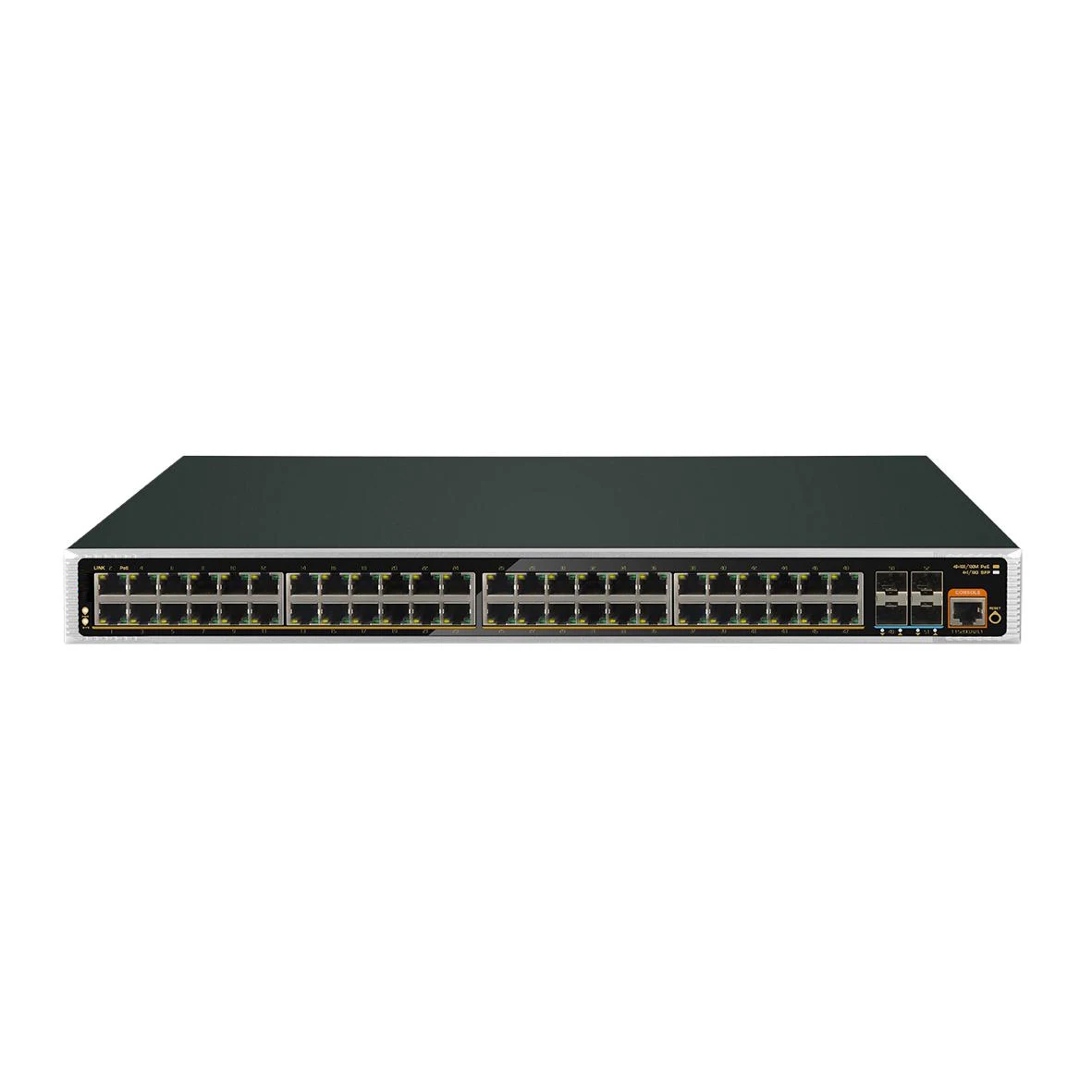 52 Port 6KV L2+Managed Industrial PoE Switch 48*10/100/1000Mbps PoE port+4*10G SFP+ 600W support VLAN Isolation Rack Mount